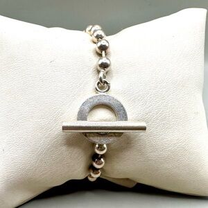 Gucci Sterling Silver Beaded Chain Toggle Bracelet